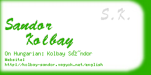 sandor kolbay business card